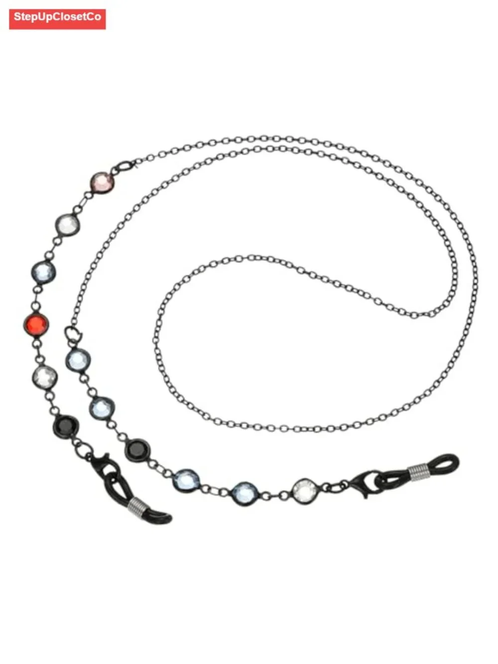 Metal Crystal Beaded Eyeglass Chain Lanyard for Women, Adjustable Non-Slip